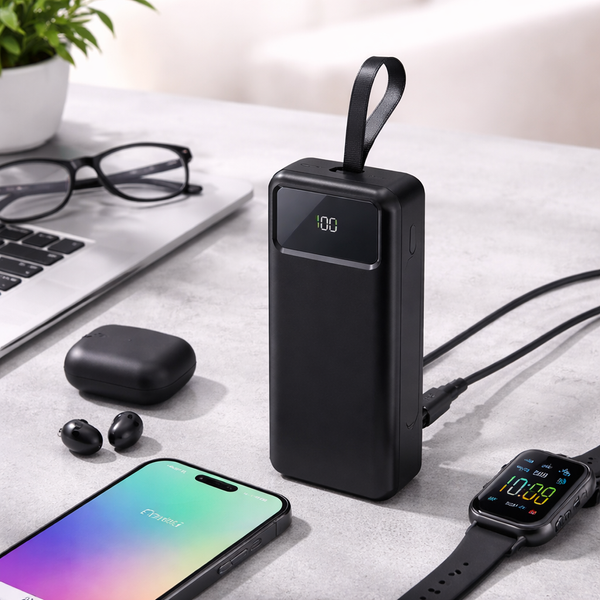 Павербанк 30000 mah powerbank 22.5W с фонариком черный 2476936707 фото