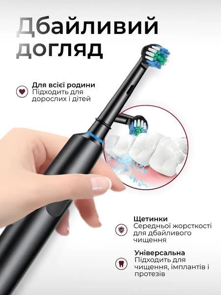 Електрична зубна щітка з 4 змінними насадками з акумулятором 2818390552 фото